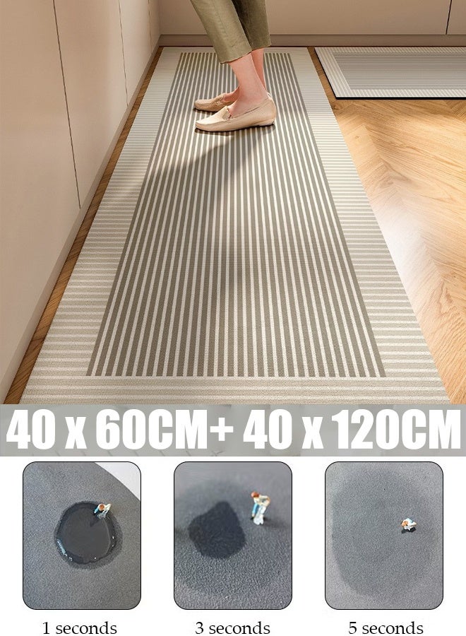 2 PCS Kitchen Mat Kitchen Mats And Rugs Set  Kitchen Rug Mat Anti-Slip And Waterproof Kitchen Floor Mats Suitable For Home, Laundry And Office 40*60cm+40*120cm  - Image 1