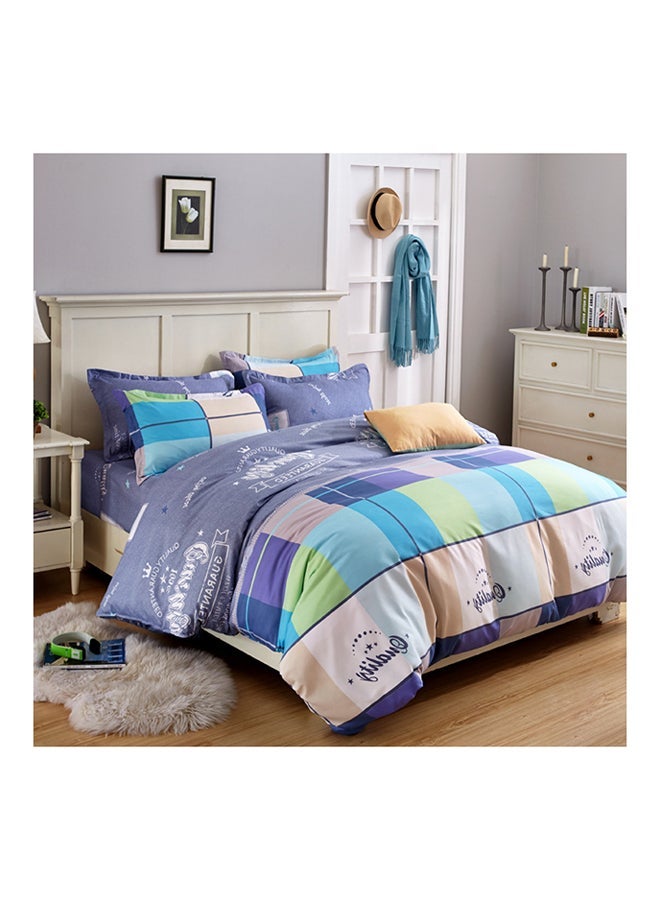 NIBEMINENT 4-Piece Floral Design Bedding Set Cotton Multicolour Queen