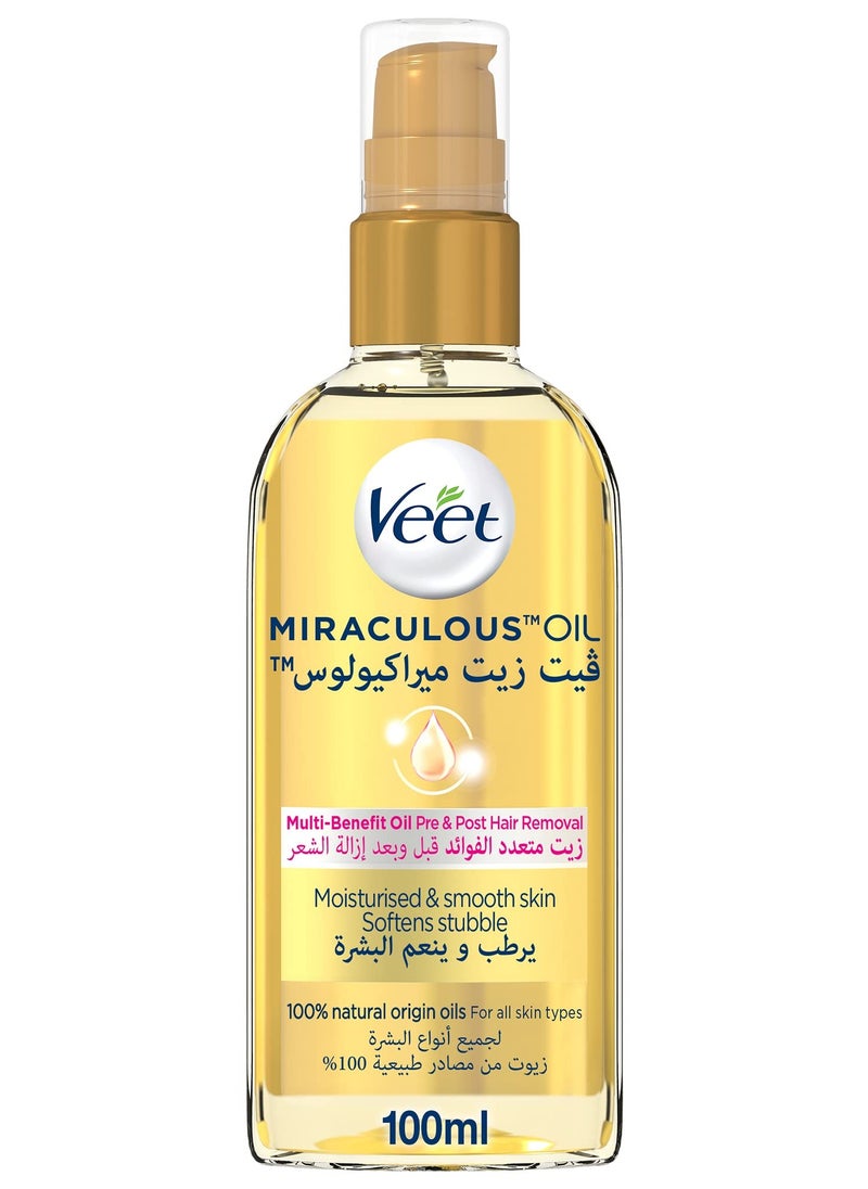 Veet Miraculus Oil Moisturizes and Softens the Skin Before and After Hair Removal 100ml 