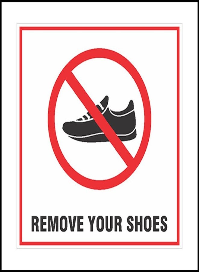 NS INVENTIVENESS -Sign of Please Remove Your Shoes PVC Sticker - (Square, 8 inch X 8 inch) - Image 1