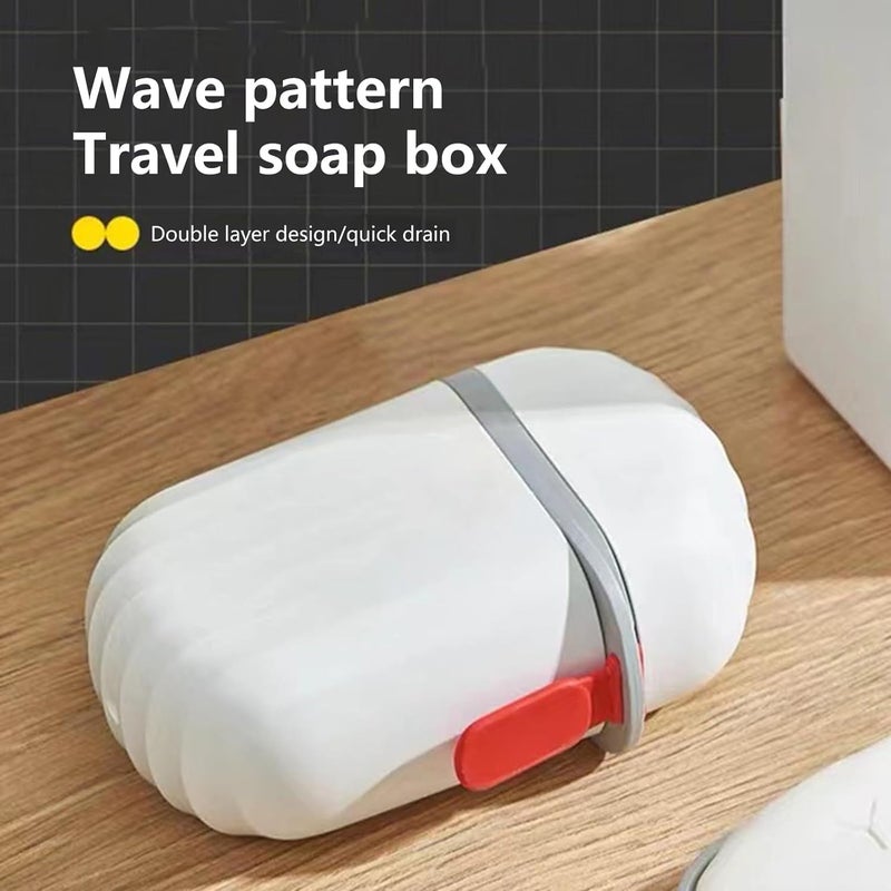 Styxon حامل صابون ستاكسون، صندوق صابون مع غطاء قفل محكم للسفر والتخييم حاوية مانعة للتسرب لحامل الصابون في المنزل للاستحمام والحمام | عبوة 1 | أبيض - Image 3
