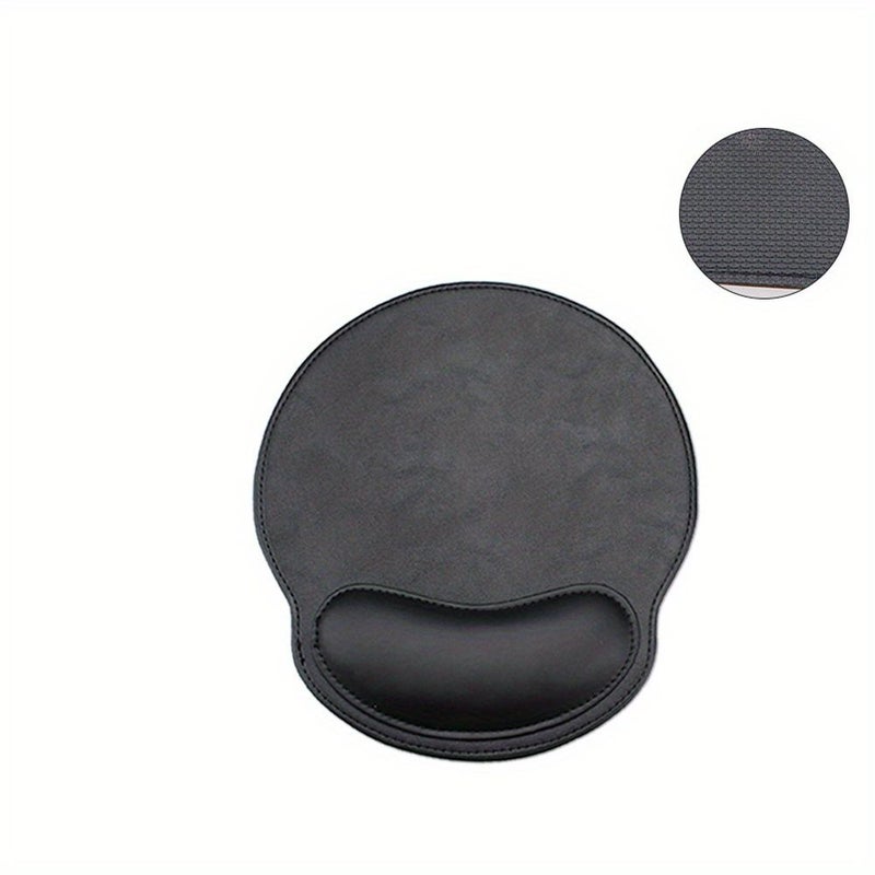 Brown Handcrafted Oval Shaped Faux Leather Mouse Pad With Wrist Rest Ergonomic Computer Mouse Pad For Office Desktop Laptop - Image 5