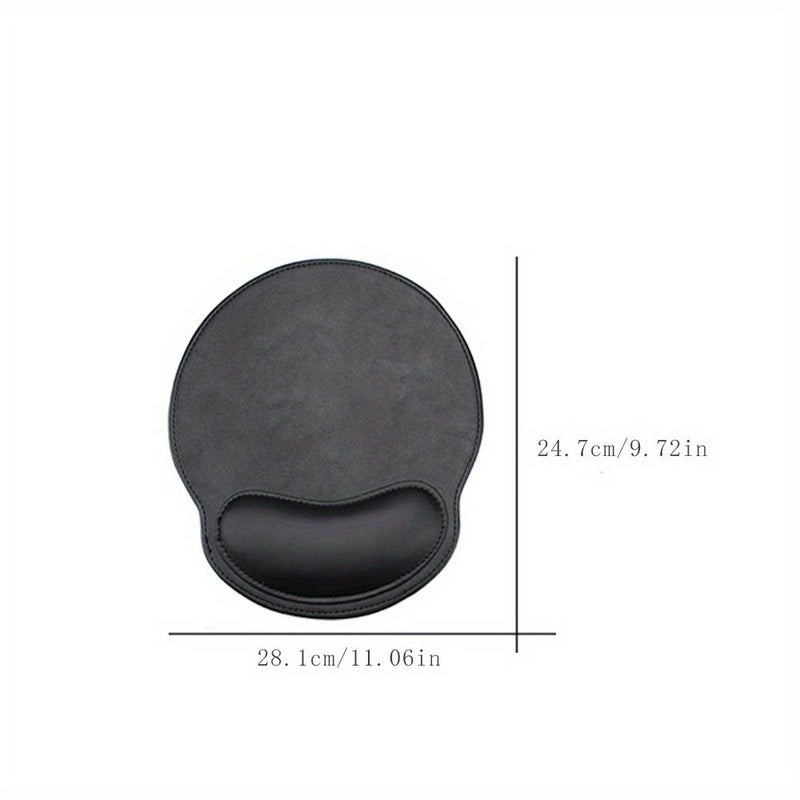 Brown Handcrafted Oval Shaped Faux Leather Mouse Pad With Wrist Rest Ergonomic Computer Mouse Pad For Office Desktop Laptop - Image 3