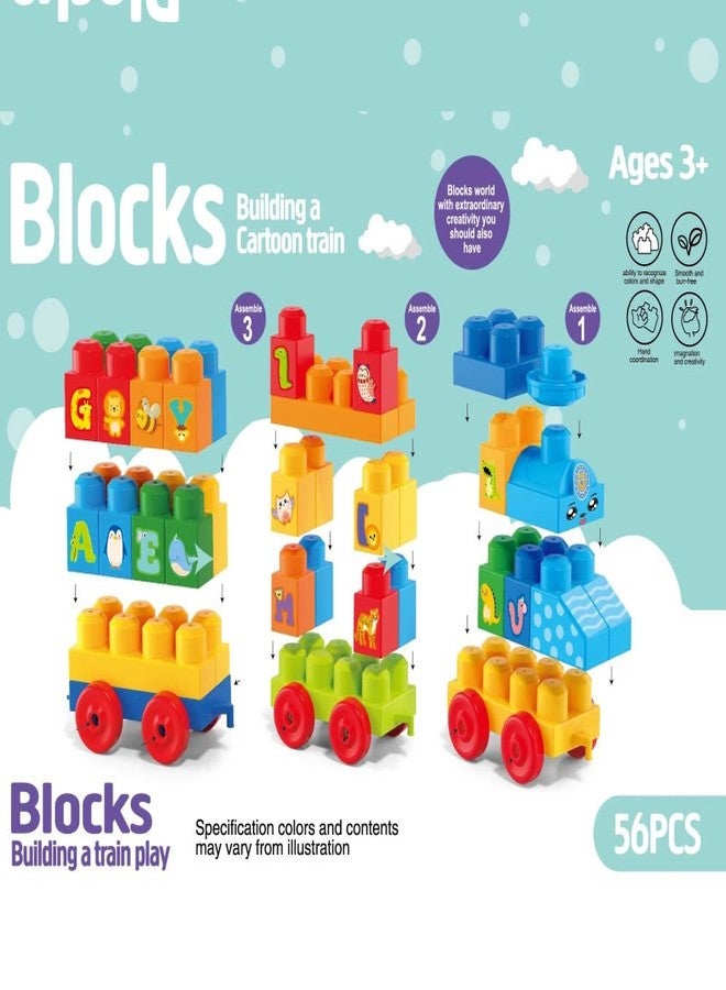STJOYOPY Big Building Blocks Train (56 Pieces) Educational Toys for Boys Girls Toddler Age 3,4,5,6+ - Image 5