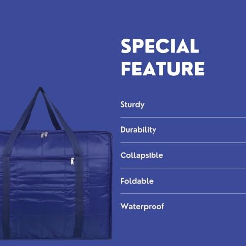 AARON INC® Parachute Jumbo Underbed Bag Clothes Storage Bag with Zipper Closure and Handle Moisture Proof Multi-purpose Toys, Blanket, Cloth Bag, Rectangular (Blue, Pack of 1) - Image 3