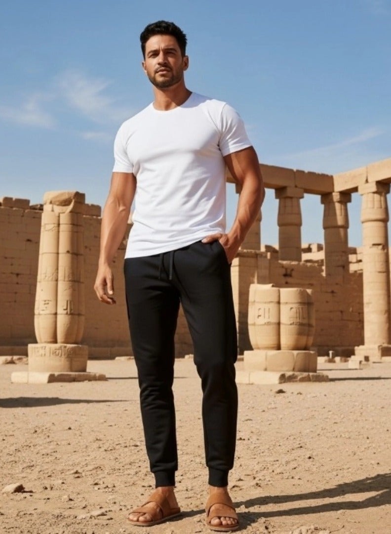 Mesery Sweat Pants Cotton For Men - Black - Image 2