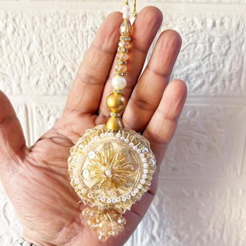 Adikala Craft Store Handmade Ethnic Latkan Tassel Set of 2 for Saree Pallu, Blouse, Suits, Dupatta, Lehenga Decor (Round Nalki) - Image 2