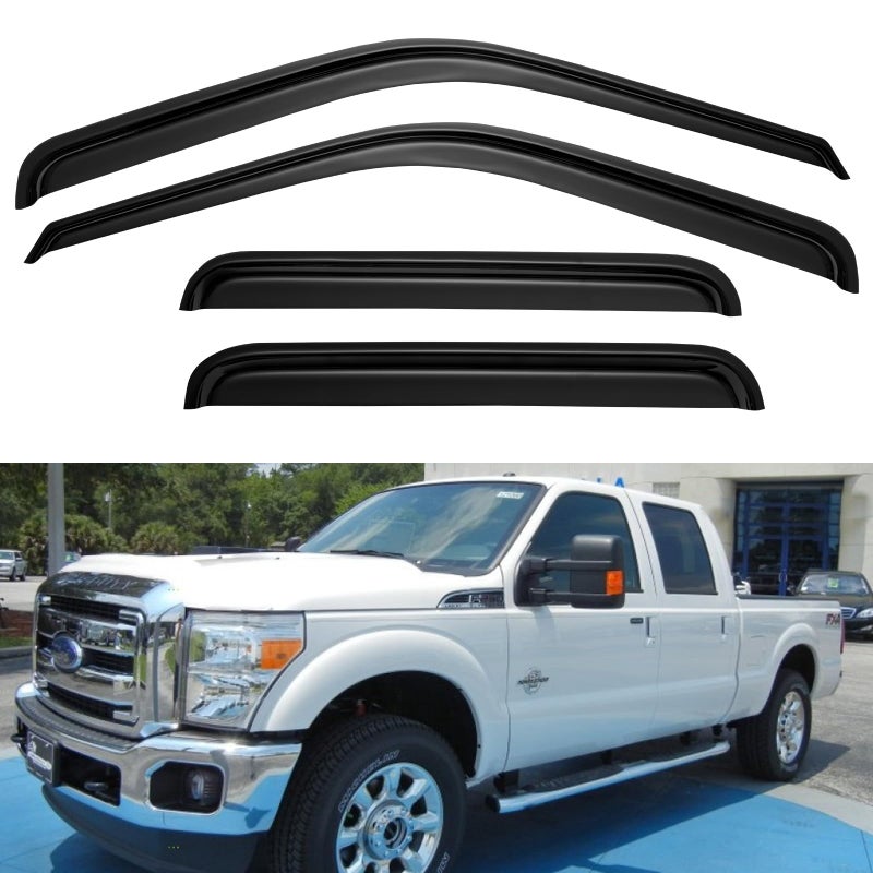Window Visors Rain Guards for 19992016 Ford F250 F350 F450 F550 Super Duty OutChannel Window Vent Wind Deflectors Visors Shades for 9916 F250 F350 F450 F550 SuperCrew Cab