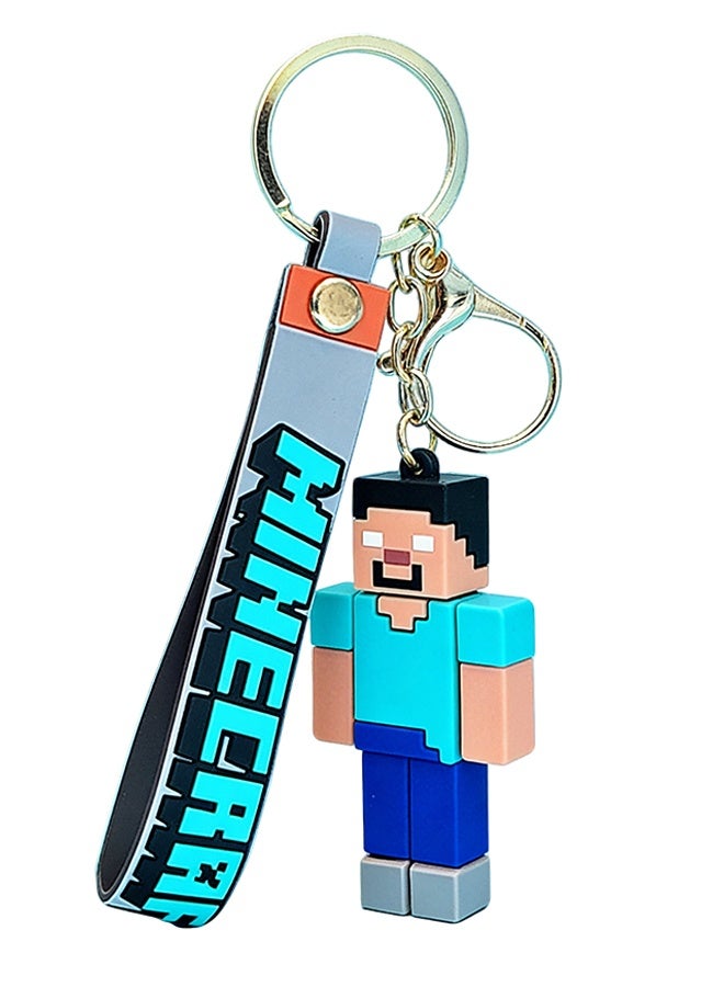 Minecraft Keychain with Loop and Hook Key Chain for Bag Charm, Car Keyring, Bike Keychain, Nice Gift for Adult Kids and Minecraft Fans - Image 1