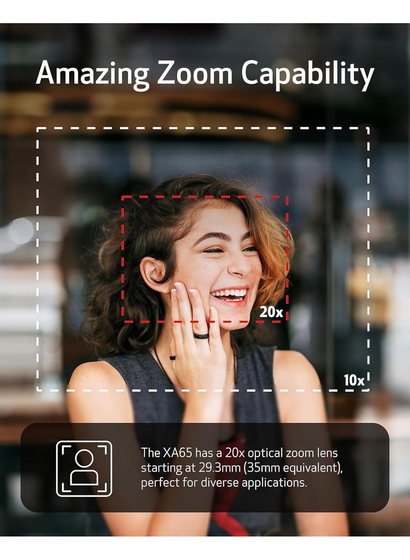 Canon XA65 Professional UHD 4K Camcorder – Dual Pixel CMOS AF, 20x Optical Zoom, 3G-SDI & HDMI Output, XLR Audio, USB-C Live Streaming - Image 5