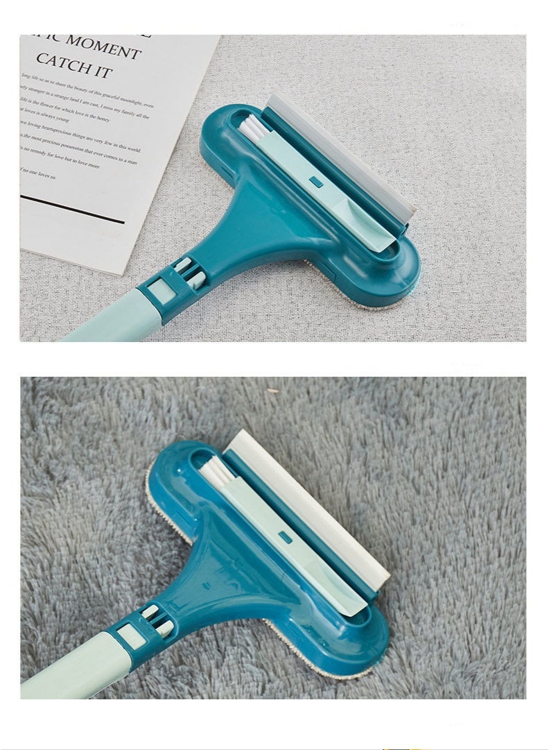 هومستر لا إزالة تنظيف الزجاج الأزرق 2-في -1 فرشاة الزجاج المقبض الممتد للزجاج عالي الارتفاع/الشاشات ثنائية الرأس + تصميم الألياف الدقيقة 180 درجة آلية التدوير في مجرى خالي من الشقوق وخالي من الخيط في الداخل والخارج استخدام هذا المقبض يجب أن يكون لأغطية سكان الشقق تجفيف سريع وسهل للتنظيف - Image 5