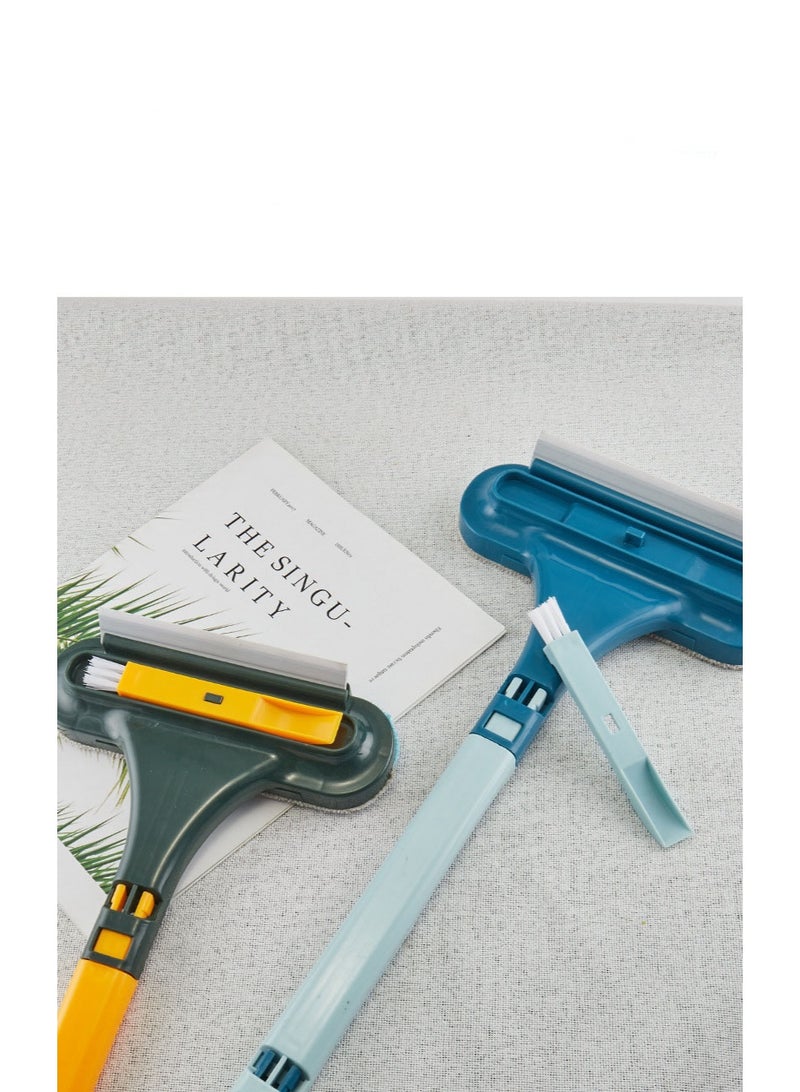 هومستر لا إزالة تنظيف الزجاج الأزرق 2-في -1 فرشاة الزجاج المقبض الممتد للزجاج عالي الارتفاع/الشاشات ثنائية الرأس + تصميم الألياف الدقيقة 180 درجة آلية التدوير في مجرى خالي من الشقوق وخالي من الخيط في الداخل والخارج استخدام هذا المقبض يجب أن يكون لأغطية سكان الشقق تجفيف سريع وسهل للتنظيف - Image 3