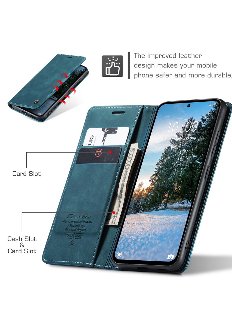 CaseMe Phone Case Luxury PU Leather Design 013 Flip Cover Card Slot Holder Cover For Redmi Note 14 4G (Green) - Image 4