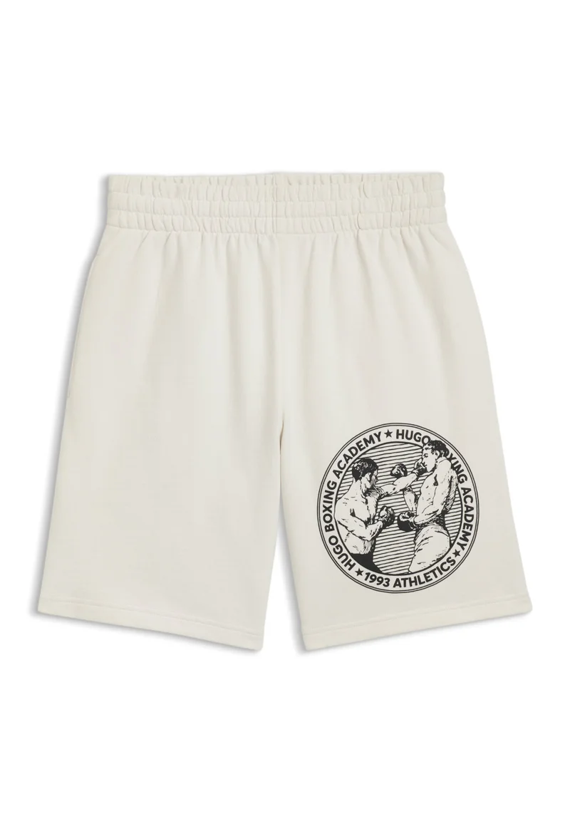 HUGO Cotton-terry shorts with boxing artwork