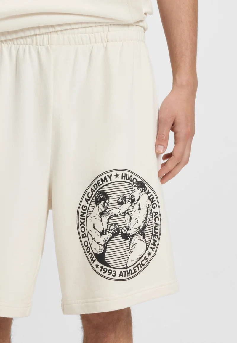 HUGO Cotton-terry shorts with boxing artwork