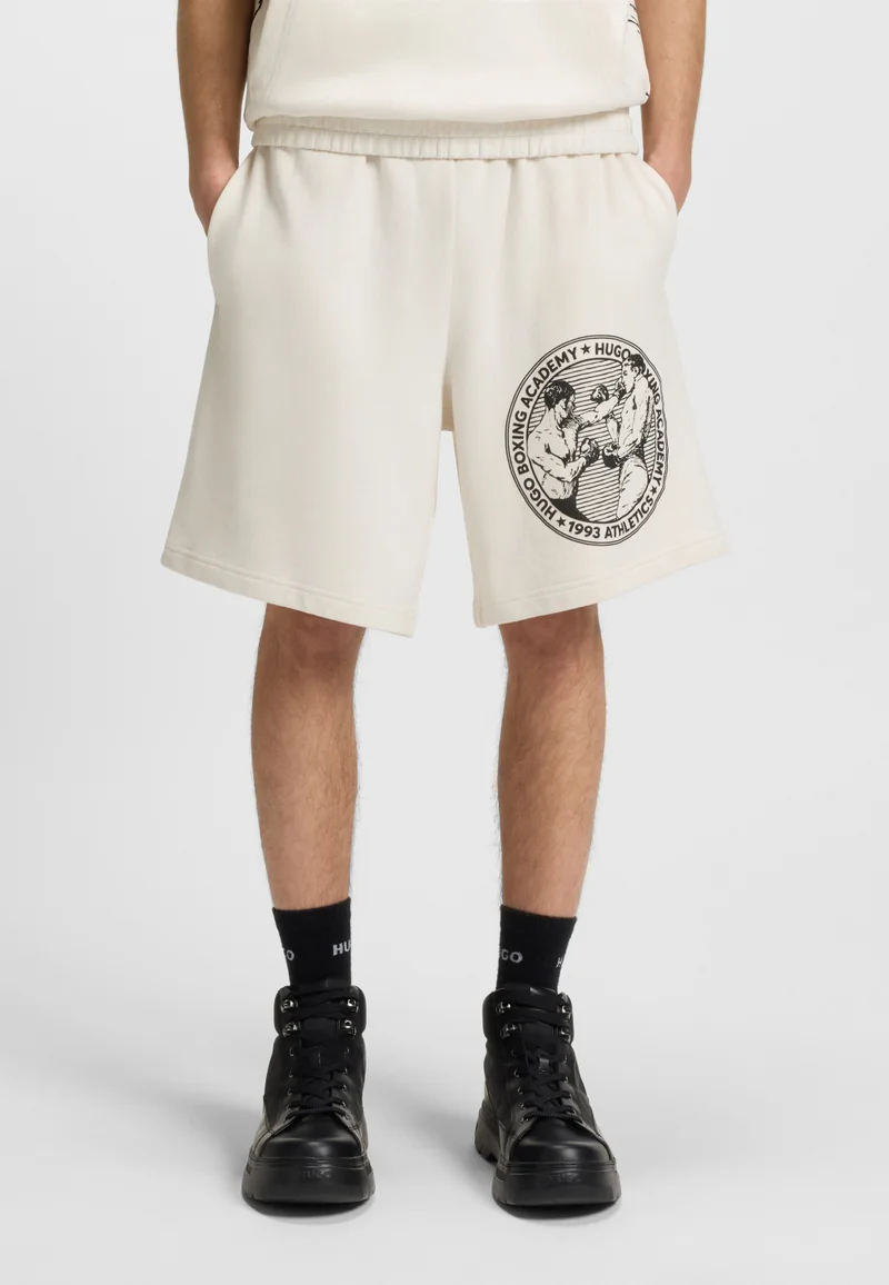 HUGO Cotton-terry shorts with boxing artwork