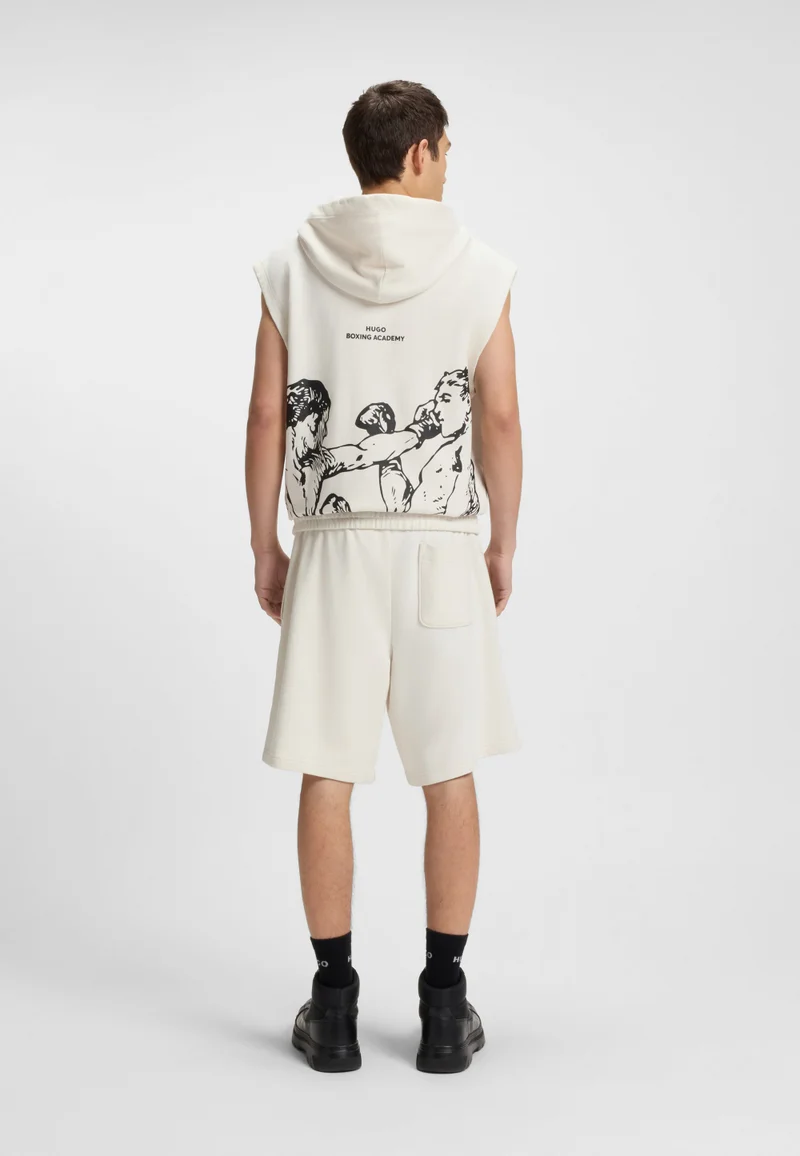 HUGO Cotton-terry shorts with boxing artwork