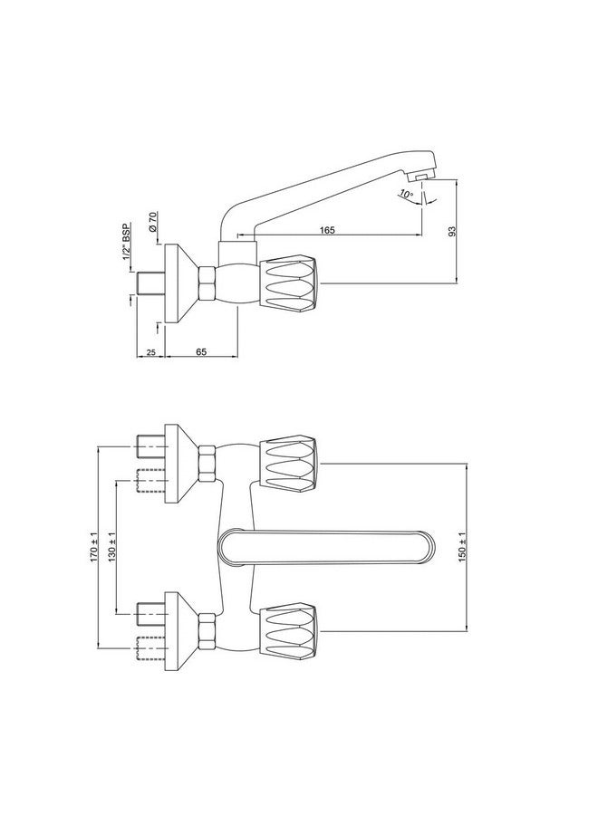 Jaquar Sink Mixer with Swinging Spout (Wall Mounted Model) with Connecting Legs and Wall Flanges - Image 4