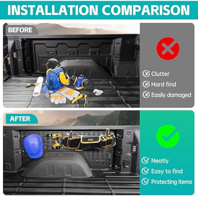 rayihni نظام رف لوحة مول للسرير الجانبي متوافق مع شيفروليه سيلفرادو / جي إم سي سييرا 2019-2025 5.8 قدم ملحقات تخزين البضائع منظم أدوات - Image 3