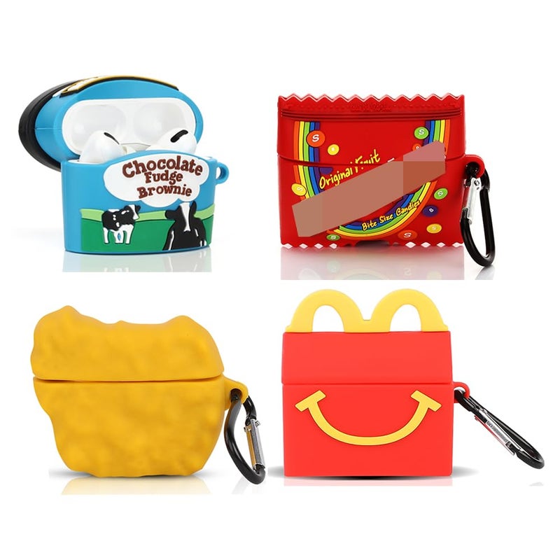 XMBYGY (4Pack) Case for AirPods Pro 2nd/1st Generation (2022/2019) with Carabiner, XMBYGY Cute Skin Design Silicone Cartoon Charging Case Protective Covers for Boys Girls (M+K+B+S) - Image 2