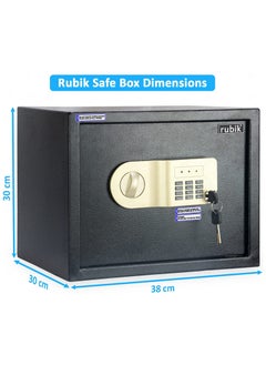 Rubik Large Safe Box A4 Documents Size for Home Office with Key and Pin Code Keypad for Cash Documents Jewelry Passports (38x30x30cm Black)  - Image 4