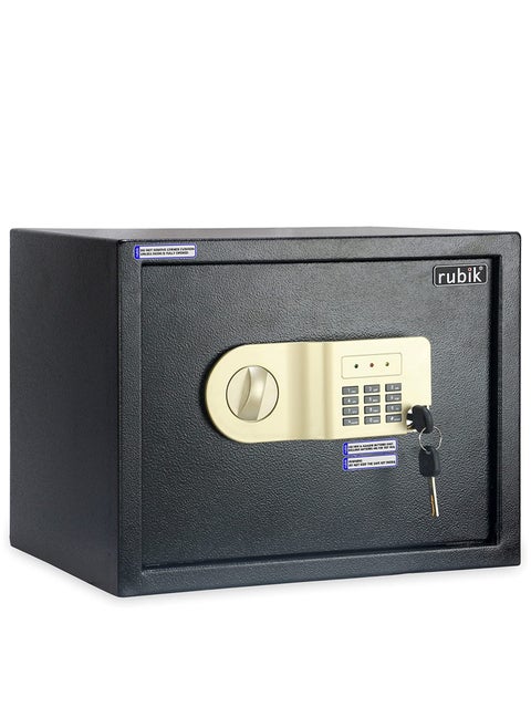 Large Safe Box A4 Documents Size for Home Office with Key and Pin Code Keypad for Cash Documents Jewelry Passports (38x30x30cm Black)