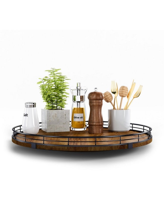 AMH Farmhouse Oak 16" Lazy Susan Turntable Organizer for Cabinet, Round Wooden Lazy Susan Organization and Storage for Dining Table, Pantry, Kitchen, Countertop, Cupboard,Home Decor, Walnut Wood (16") - Image 1