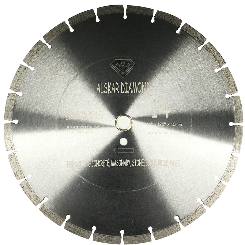 ALSKAR DIAMOND USA ADLSS 14 inch Dry or Wet Cutting General Purpose Segmented High Speed Diamond Saw Blades for Concrete Stone Brick Masonry (14") - Image 1