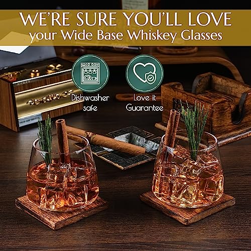 Greenline Goods Whiskey Glasses Set | Large 14 oz Crystal Glass | Hand Blown Set of 2 - Uniquely Designed Bourbon & Scotch Tasting Glasses - Old Fashioned Cocktail Rocks Wisky Glasses - Image 5