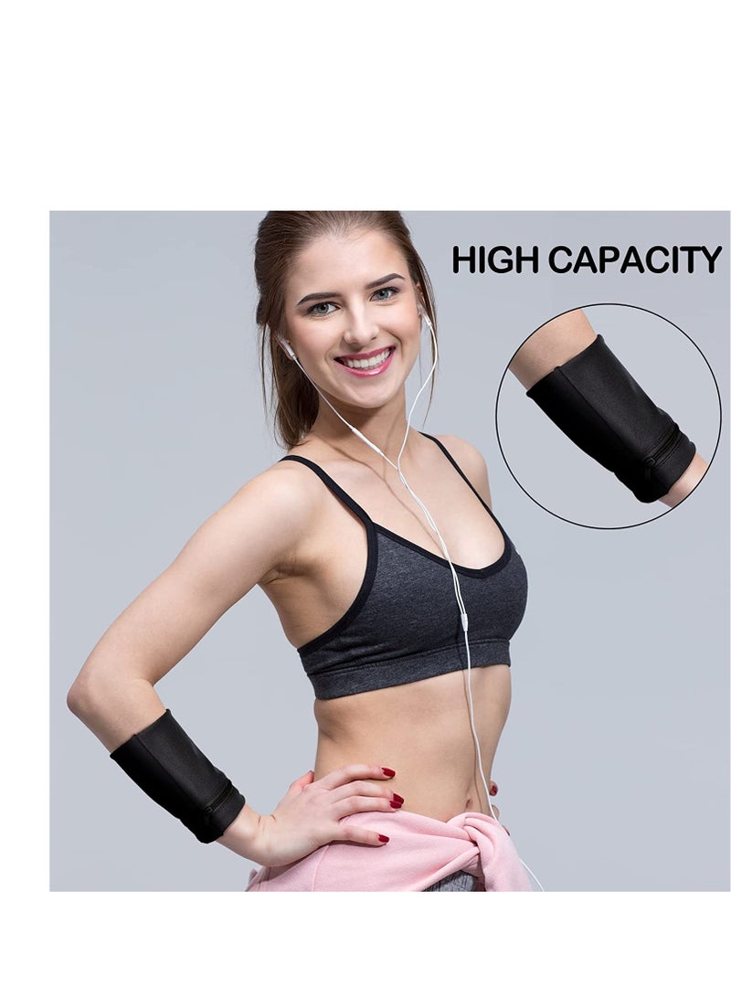 SYOSI 6 Pieces Wrist Sweatbands Wrist Wallet Wristband Pocket with Zipper Sports Color Wrist Pouch Phone Coin Keys Storage for Women Men Running Walking Hiking Jogging - Image 4