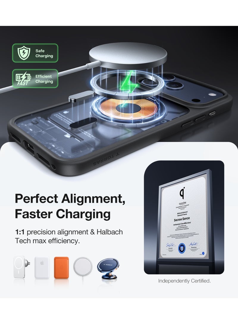 TORRAS iPhone 17 Pro Case Guardian-Mag Series, Magnetic MagSafe Compatible, 12FT Military Grade Drop Protection, Slim Sleek Design – black - Image 3