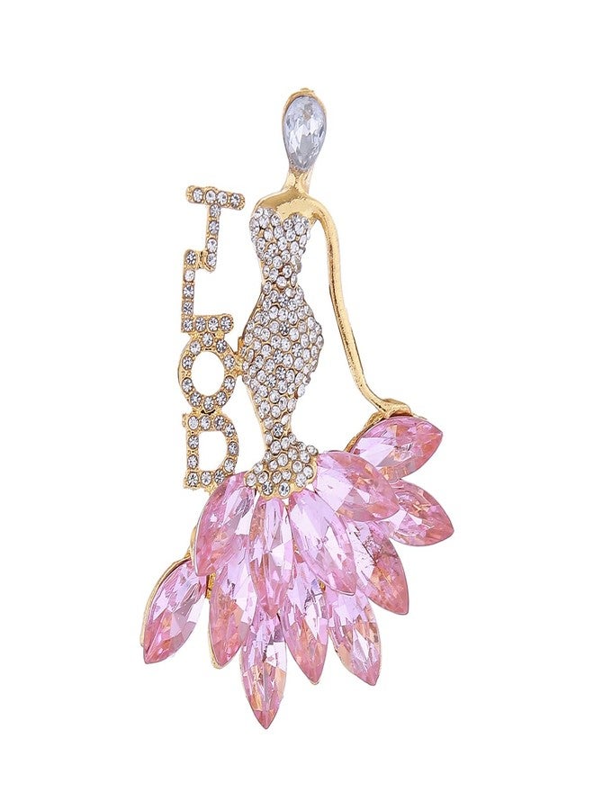 HUSURU Bling Rhinestone Sorority Society Greek Letters Metal Tlod Broach Pin Dancing Lady Fashion Jewelry - Image 1