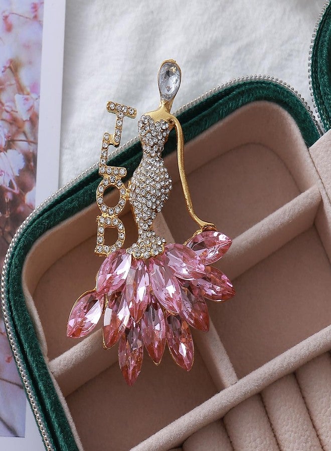 HUSURU Bling Rhinestone Sorority Society Greek Letters Metal Tlod Broach Pin Dancing Lady Fashion Jewelry - Image 4