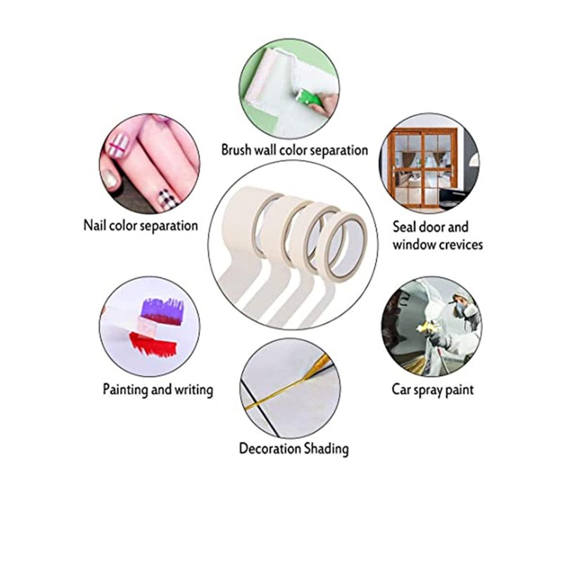 Zikra Masking Tape for Painting, 10 Pack Artist Decorators Masking Tape for Decorating Models Walls Spray DIY Painter's Tape - Image 3