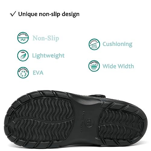 ChayChax Men's and Women's Arch Support Clogs Garden Shoes Slip-on Outdoor Beach Slippers with Removable Cushion Footbed, Black Gold, 8-9 Women/6.5-7.5 Men - Image 5