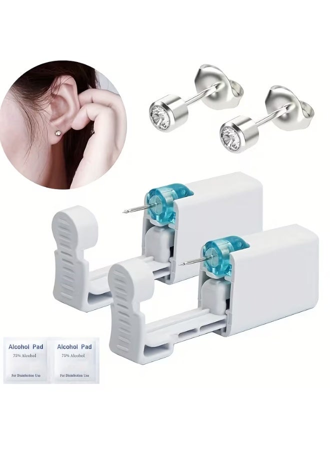 Disposable Ear Piercing Gun Kit, Safety Self‑Ear Piercing Tool with Rhinestone Stud Earring for Ear Piercing - Image 1