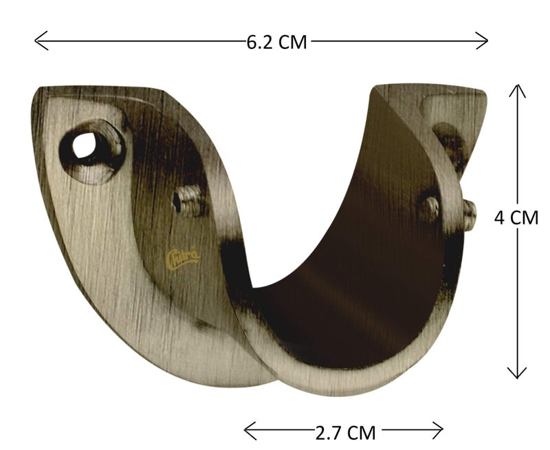 Chitra Zinc Duck Wall To Wall Concealed 1 Inch Dia Opaque Curtain Rod Pocket Modern Bracket (Antique Brass, Brown) - Pack Of 4 - Image 3