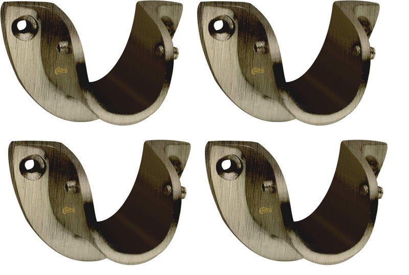 Chitra Zinc Duck Wall To Wall Concealed 1 Inch Dia Opaque Curtain Rod Pocket Modern Bracket (Antique Brass, Brown) - Pack Of 4 - Image 1