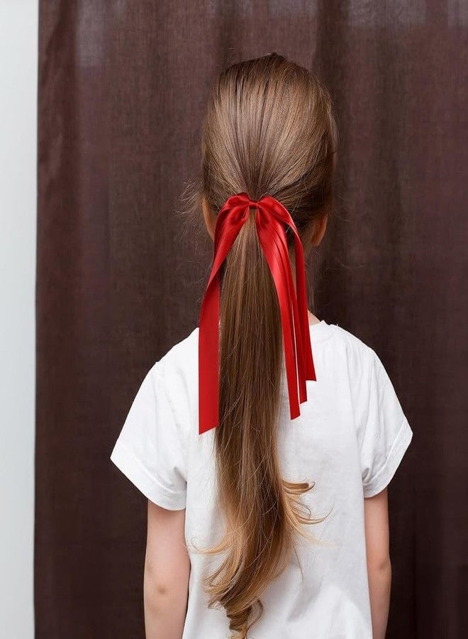 CHIROGRAPHY2 Pcs Luxury Red Ribbon Hair Ties Cheer Long Tassel Elastic Hairbands Handmade Girls Women Ponytail Holder Hair Accessories for Holiday Party - Image 4