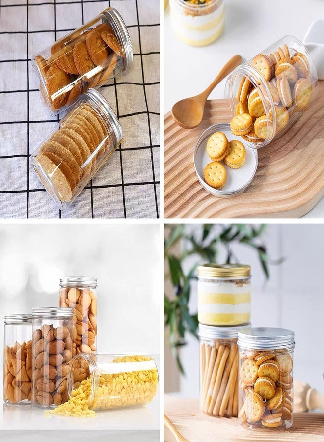 كابكس عبوات بلاستيكية شفافة من كاباكس سعة 350 مل مع أغطية فضية، عبوات تخزين طعام دائرية للمواد الجافة والحبوب والتوابل وغيرها، مناسبة للمطبخ المنزلي، عبوة من قطعتين - Image 5