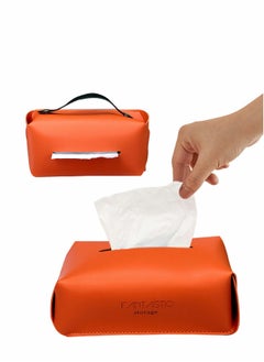 Excefore Tissue Box Cover, Hangable Wet Wipes Storage Box, Modern Decorative PU Leather Tissue Box Case Organizer Holder for Vanity Countertop, Night Stands, Livingroom, Office Desk & Car  - Image 1