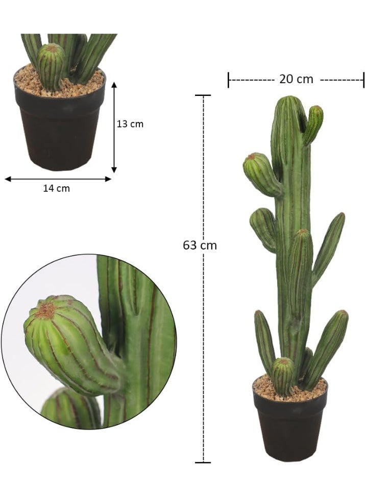 Artificial Cactus Plant, Lifelike Potted Fake Tree, 63cm - Image 2