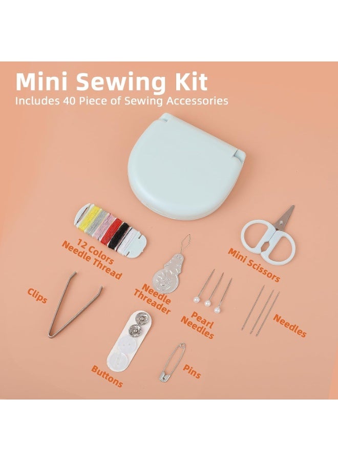 2 Pack Mini Travel Sewing Kit, Portable Sewing Kit with Foldable Case for Home Traveler, Beginner Friendly Emergency Sewing Repair Kit DIY Sewing Supplies with Thread Scissor Needle Button Pins - Image 2