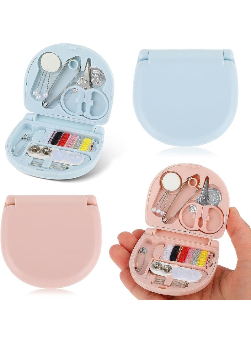 2 Pack Mini Travel Sewing Kit, Portable Sewing Kit with Foldable Case for Home Traveler, Beginner Friendly Emergency Sewing Repair Kit DIY Sewing Supplies with Thread Scissor Needle Button Pins - Image 1