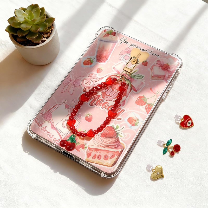TAKEALOOKO Dust Plug Charm Chains for Kindle - 4Pcs Red Evil Eye Cherry Phone Charms Bracelets with Type-C Dust Plug Kit for kindle Decorating Accessories, Gift for E-Reader Book Lovers - Image 3