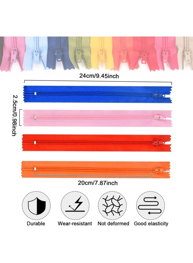 100 Pcs Nylon Zipper 9 inch Mixed Nylon Coil Zippers Colorful Sewing Zipper Bulk Nylon Invisible Zippers Closed End for Clothing Pillows Pants Skirts Bags & Tailor Sewing Crafts(20 Colors) - Image 2