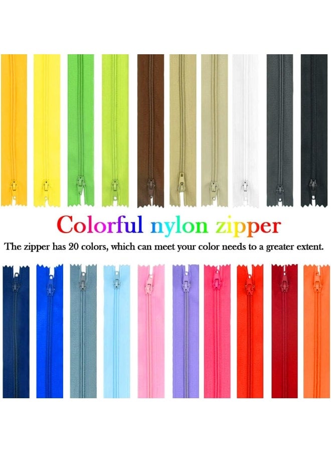 100 Pcs Nylon Zipper 9 inch Mixed Nylon Coil Zippers Colorful Sewing Zipper Bulk Nylon Invisible Zippers Closed End for Clothing Pillows Pants Skirts Bags & Tailor Sewing Crafts(20 Colors) - Image 5