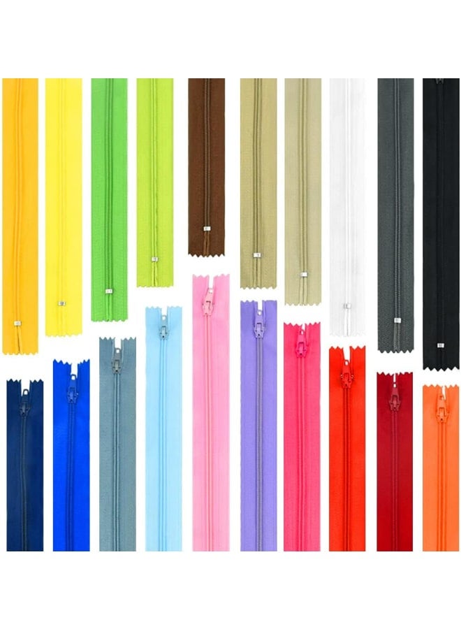 100 Pcs Nylon Zipper 9 inch Mixed Nylon Coil Zippers Colorful Sewing Zipper Bulk Nylon Invisible Zippers Closed End for Clothing Pillows Pants Skirts Bags & Tailor Sewing Crafts(20 Colors) - Image 1