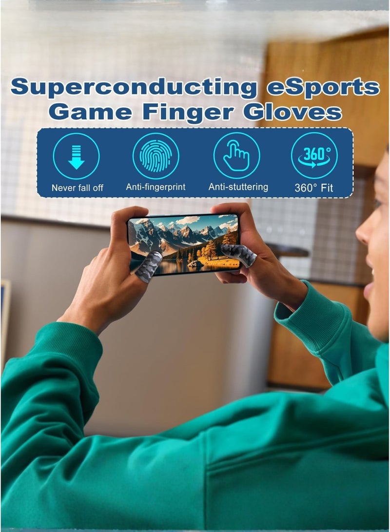 كاست ويف أكمام أصابع ألعاب كاستويف بطبعة زي عسكري - قفازات لمس مضادة للتعرق وعالية الحساسية وجيدة التهوية لألعاب ببجي وفري فاير وكول موبايل - Image 3