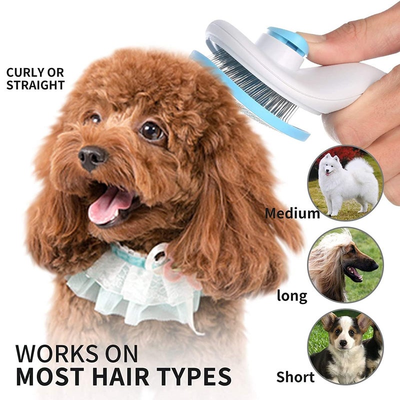 RAVIJAA Dog and Cat Hair Brush Remove Loose Undercoat & Easy to Use Hair Comb an Effective Tool of your Pet Grooming Kit Daily Use to Clean Loose Fur & Dirt Deshedding, Dandruff, Ticks and Fleas Remover Brushes Round Metal Pins - Image 4